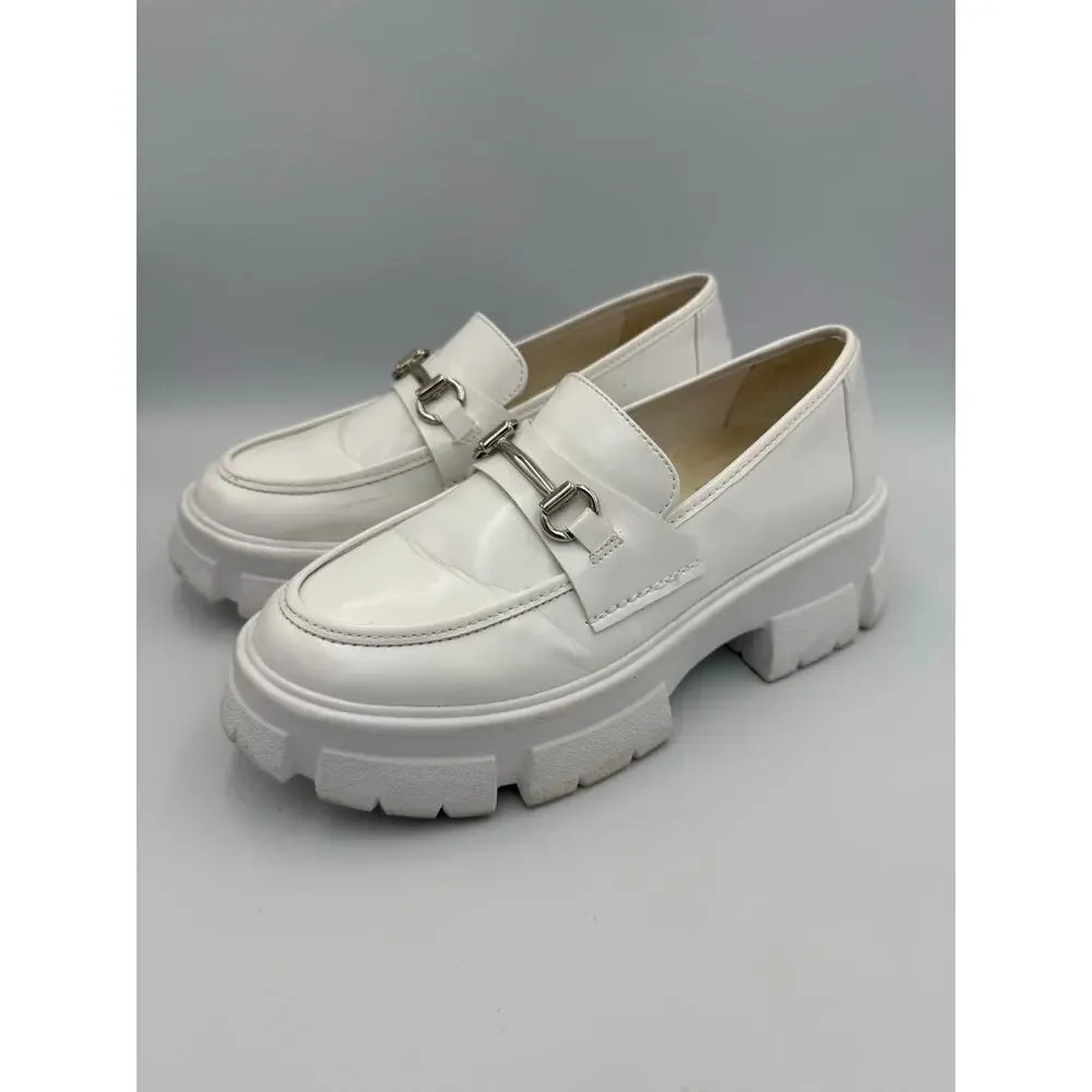 Steve Madden White Platform Loafers